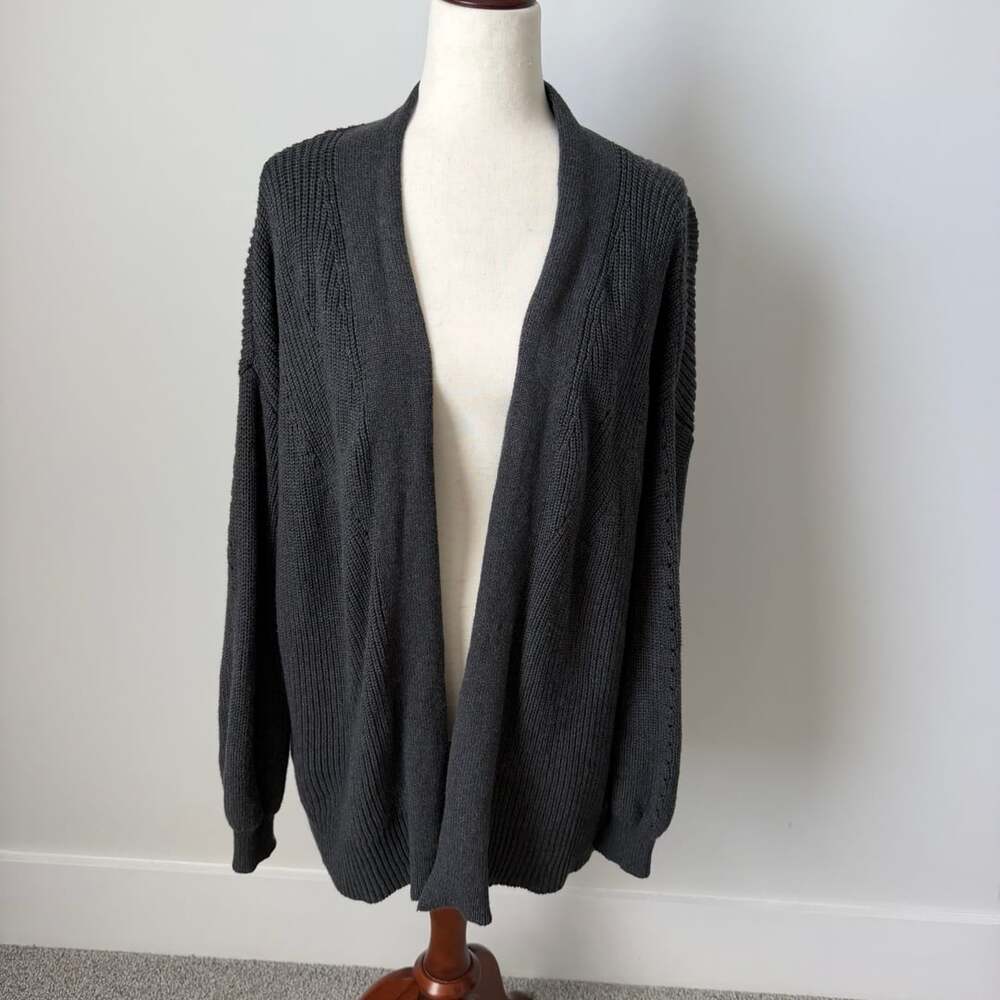 Universal Thread Women's Charcoal Gray Open Front Knit Cardigan Sweater Size L